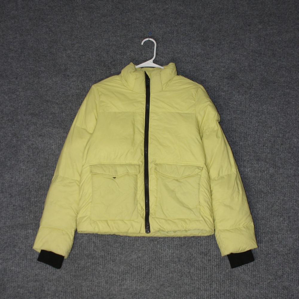 Alpine Design Down Puffer Jacket Women XS Yellow Good Insulated Full Zip Pockets